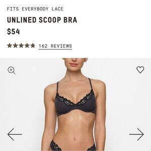 NWOT SKIMS Black Lace Scoop Bra 38DD